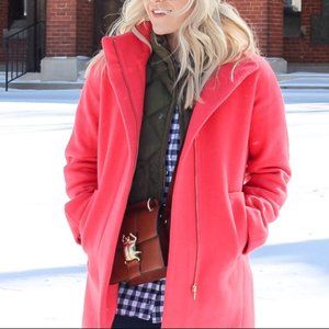 Coral jcrew stadium wool funnel coat sz 00